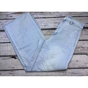 Oat New York Women's Jeans Wide Leg Light Wash Blue Raw Hem Size 6/28